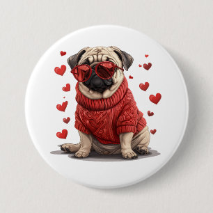 Valentinstag Mops Dog Button