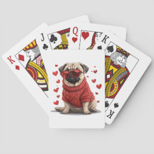 Valentinstag Mops Dog Spielkarten