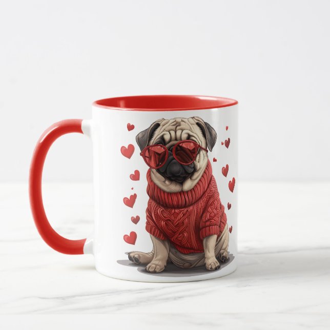 Valentinstag Mops Dog Tasse (Links)