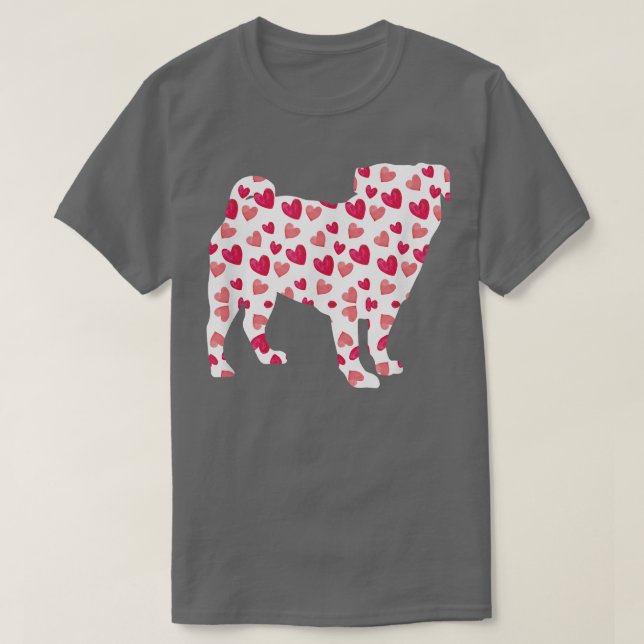 Valentinstag Mops Hearts Welpen Hund Lover  T-Shirt (Design vorne)