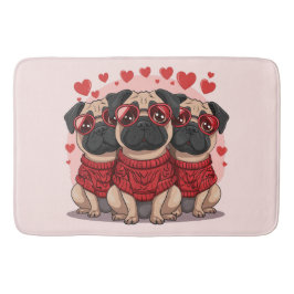 Valentinstag Mops Hunde Badematte
