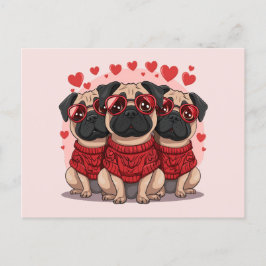 Valentinstag Mops Hunde Postkarte