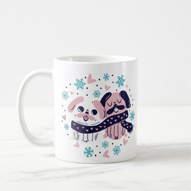 Valentinstag Mops Hunde Tasse Design (Links)