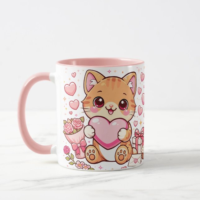 Valentinstag-Mug Katze  Tasse (Links)
