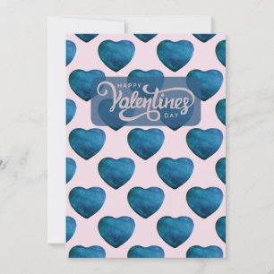 Valentinstag-Muster des Blauen Herzens Romantik Feiertagskarte