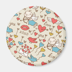 Valentinstag-Muster mit Amor Magnet