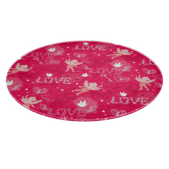 Valentinstag-Muster mit Amor Schneidebrett (Ecke)