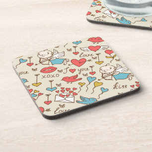 Valentinstag-Muster mit Amor Untersetzer