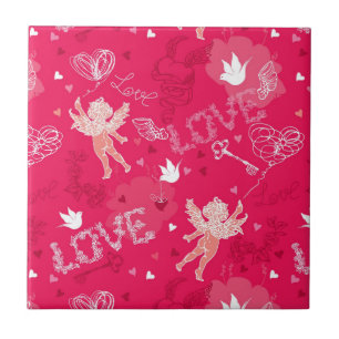 Valentinstag-Muster mit Cupid Fliese