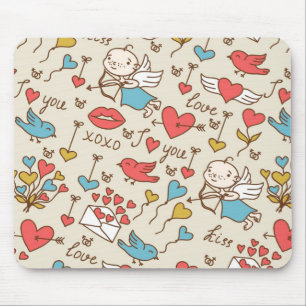 Valentinstag-Muster mit Cupid Mousepad