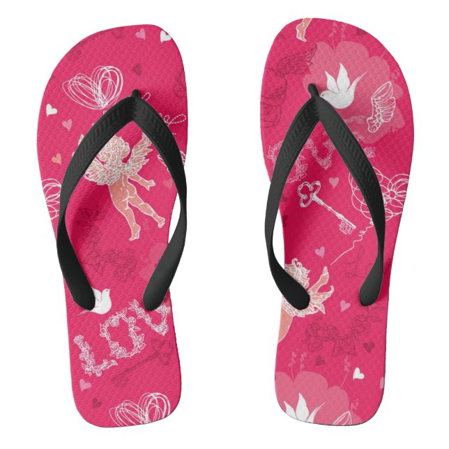 Valentinstag-Muster mit Cupido Flip Flops (Fußbett)