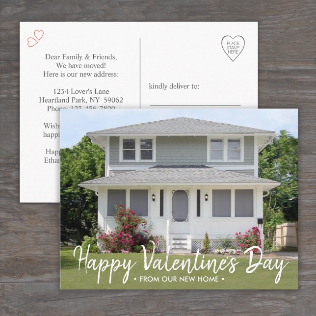 Valentinstag Neue Adresse Zuhause Foto Handgeschri Ankündigungspostkarte (Von Creator hochgeladen)