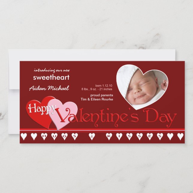 Valentinstag - Neue Baby-Ankündigung Feiertagskarte (Vorderseite)