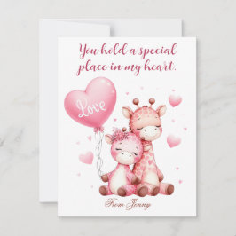 Valentinstag Niedlich Giraffen Holding Liebe Ballo Feiertagskarte
