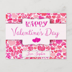 Valentinstag Niedlich Modernes Rosa Herz Postkarte