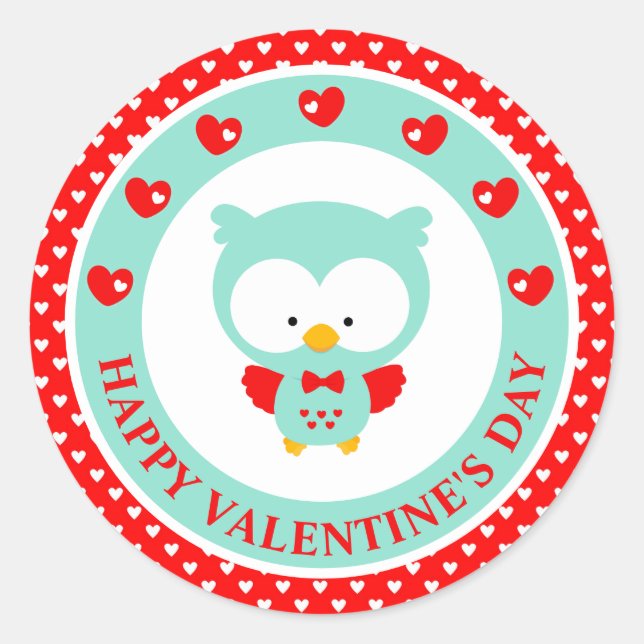 Valentinstag niedlich runder aufkleber (Vorderseite)