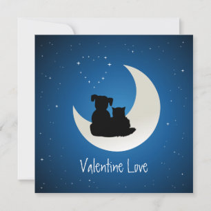 Valentinstag Niedliche Cat Dog Liebe Feiertagskarte