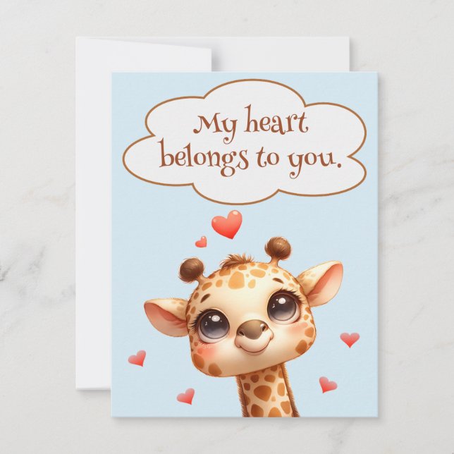 Valentinstag Niedliche Giraffe-Liebe Feiertagskarte (Vorderseite)