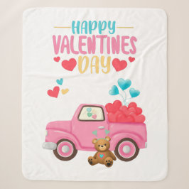 Valentinstag Niedliche Herzen Pink Truck Teddy Bea Sherpadecke