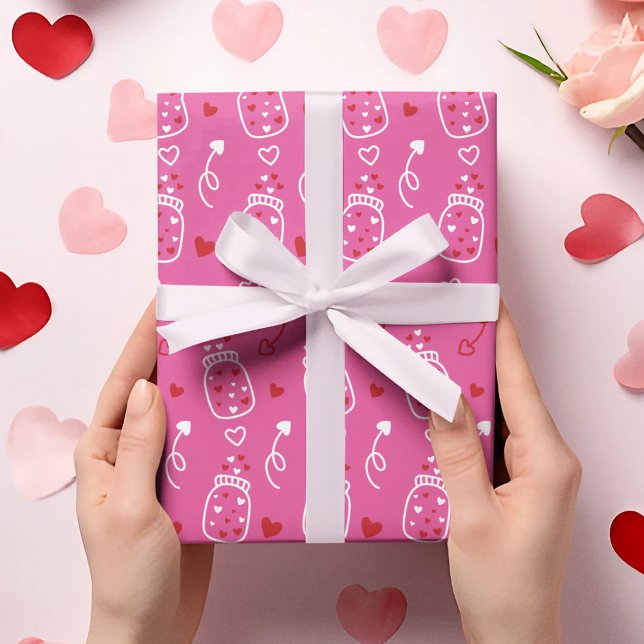 Valentinstag Niedliche Herzkranzgefäße Geschenkpapier (Von Creator hochgeladen)
