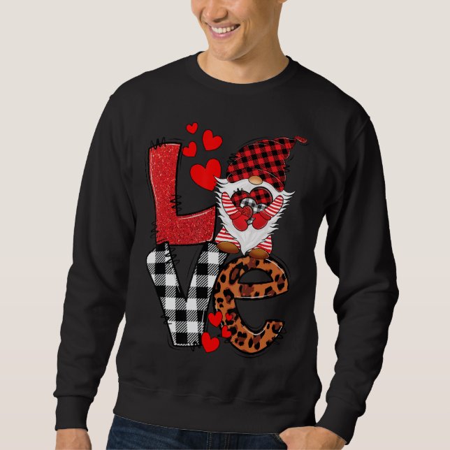 Valentinstag Niedliche Liebe Herzstück Gnome Weiße Sweatshirt (Vorderseite)