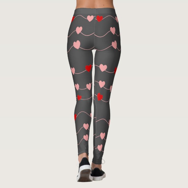 Valentinstag Niedliche String Hearts Rosa Romantik Leggings (Rückseite)