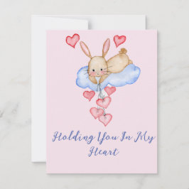 Valentinstag Niedlicher Aquarellhase mit Ballons Mitteilungskarte