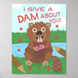 Valentinstag Niedlicher Biber Ein Staudamm zum Son Poster