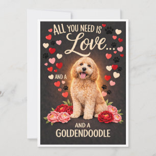 Valentinstag Niedlicher Goldendoodle Foto Kuschel Feiertagskarte