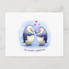 Valentinstag Niedlicher Pinguin Coupé Postkarte