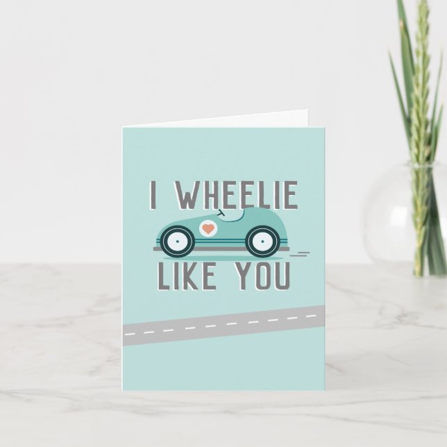 Valentinstag Niedlicher Rennwagen Themenkarte Karte (Vorderseite)