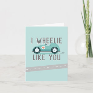 Valentinstag Niedlicher Rennwagen Themenkarte Karte