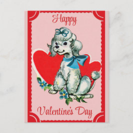 Valentinstag Niedlicher Vintager Hund Dog Poodle Postkarte