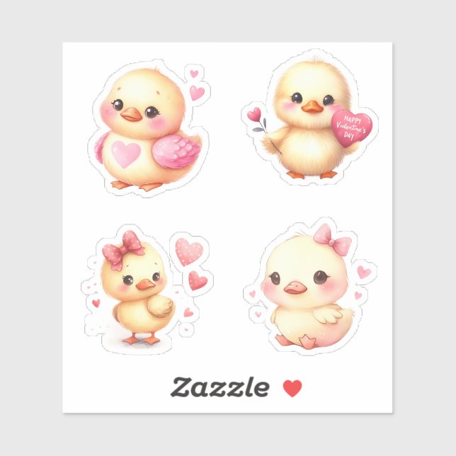 Valentinstag Niedliches Baby Chick Aufkleber (Blatt)