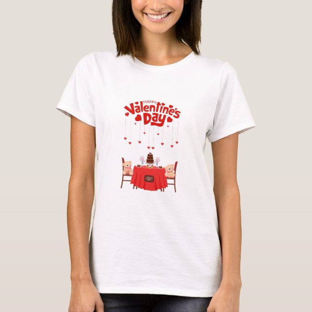 Valentinstag Niedliches Herz Teddybären T-Shirt (Vorderseite)