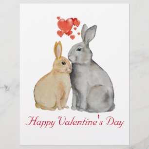 Valentinstag Niedliches Kaninchen Postkarte Briefbogen