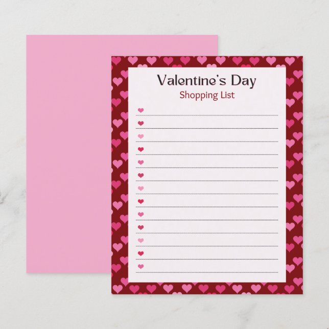 Valentinstag Notizblock (Vorne/Hinten)