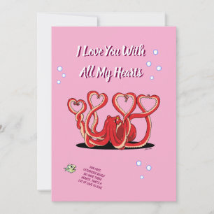Valentinstag Oktopus Herz Feiertagskarte