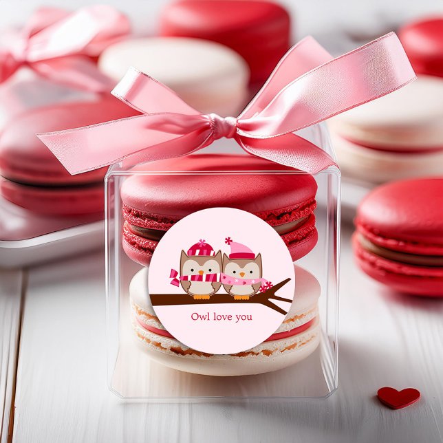Valentinstag Owls Runder Aufkleber (Von Creator hochgeladen)