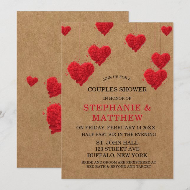 Valentinstag Paare Dusche Einladung (Vorne/Hinten)