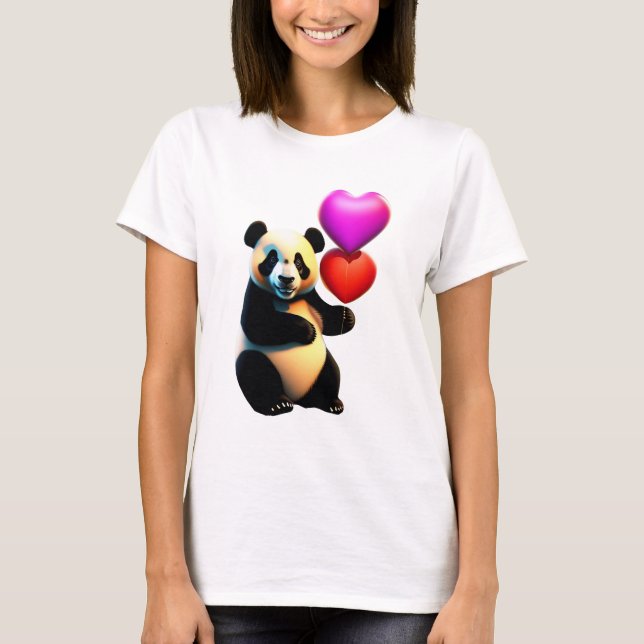 Valentinstag Panda & Herzballon, Valentinstag T-Shirt (Vorderseite)