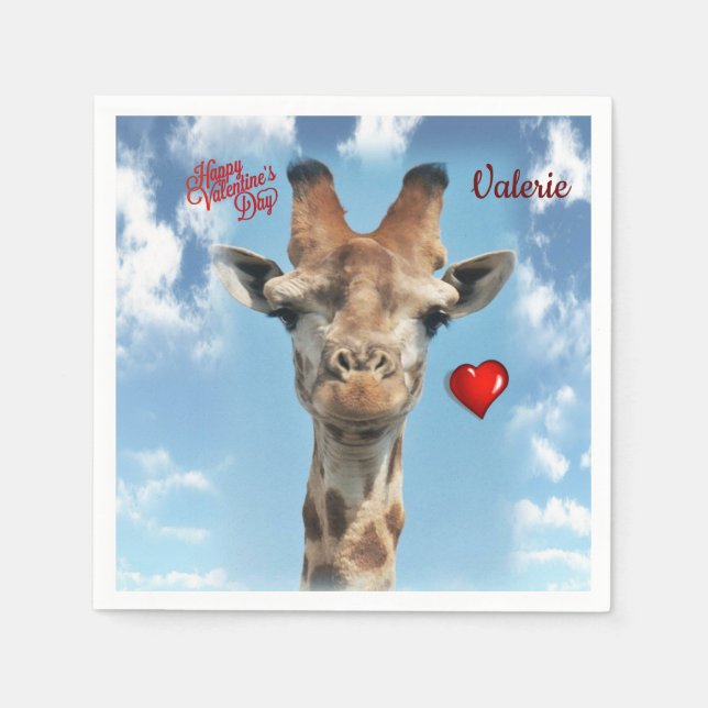 Valentinstag Papier Napkins Giraffe Serviette (Vorderseite)