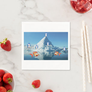 Valentinstag Papier Napkins, Pinguin Hearts Serviette