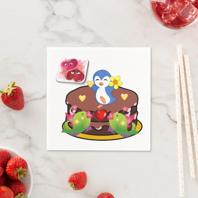 Valentinstag Papier Napkins, Pinguin Hearts Serviette (Beispiel)