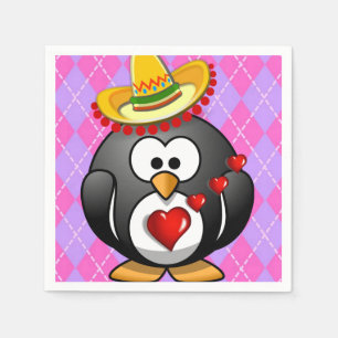Valentinstag Papier Napkins, Pinguin Serviette