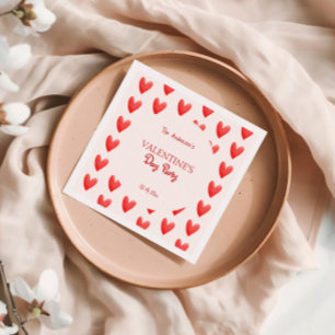 Valentinstag-Party des niedlichen Roten Herzens Serviette