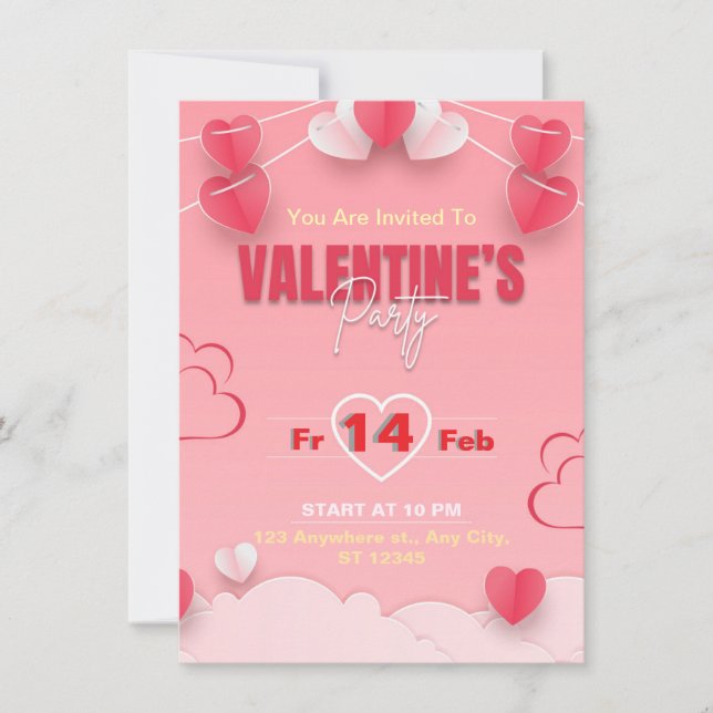 Valentinstag-Party Einladung (Vorderseite)