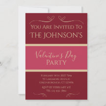 Valentinstag Party Einladung Burgundy Pink Gold
