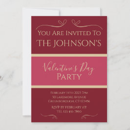 Valentinstag Party Einladung Burgundy Pink Gold