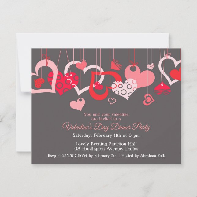 Valentinstag Party Einladung Flachkarte (Vorderseite)